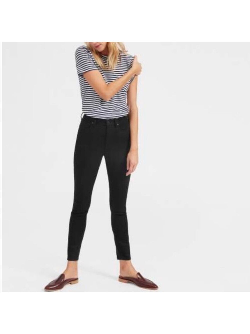 Everlane High Rise Skinny Ankle Jeans in Black Sz 25